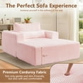 thumbnail image 4 of YSICK 54.7"W Upholstered Chaise Lounge Chair Indoor with Ottoman, Corduroy Sofa Bed Cozy Sleeper Couch for Living Room, No Assembly Required, Pink, 4 of 6