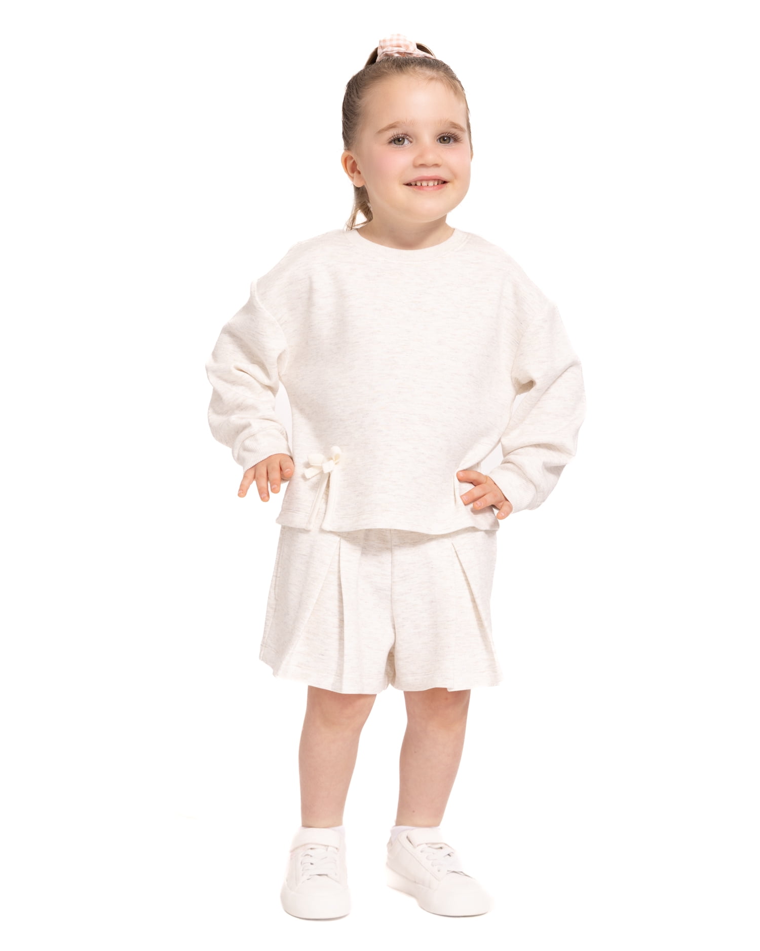 Wonder Nation Toddler Girls Crewneck Sweatshirt with Bow, Sizes 12M-5T