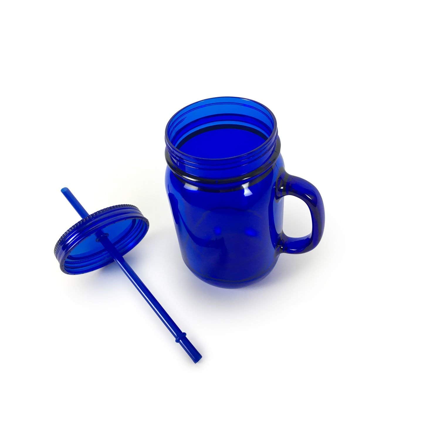 ImpecGear 20 OzMason Jar Doubled wall Acrylic Cup with Straw (Blue)