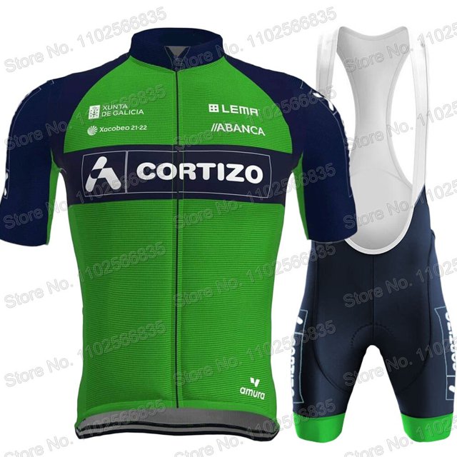Maillot del Equipo de ciclismo para hombre, camiseta de manga corta y pantalones cortos con pechera, color verde, España, 2023 qiuyongming unisex