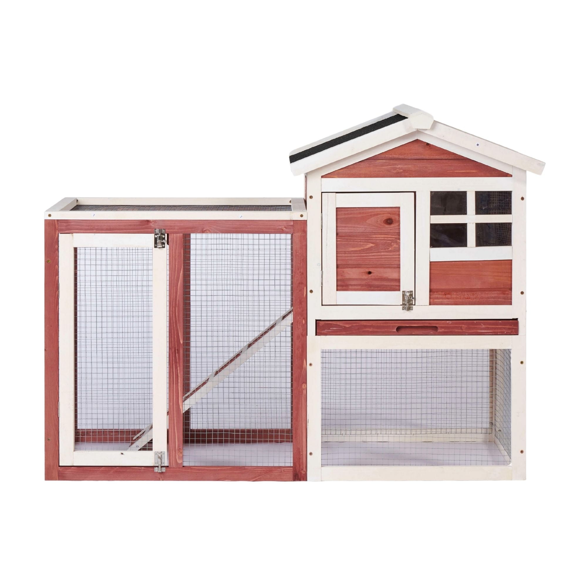 Kadyn 48 in Large Chicken Coop for garden, Wooden Rabbit Hutch w/Door/Ramp , Auburn White Kadyn 48 in Large Chicken Coop for garden, Wooden Rabbit Hutch w/Door/Ramp , Auburn White