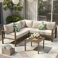 thumbnail image 5 of ELPOSUN 6 Pieces Patio Furniture Sets with 6" Thick Olefin Cushions, Metal Outdoor Sectional Furniture L Shape Patio Conversation Sets for Garden, Backyard Beige, 5 of 9