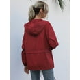 thumbnail image 5 of Women'S Raincoats Waterproof Windproof Adjustable Windbreaker Rain Jackets Hooded with Pockets Wine Red XL, 5 of 7