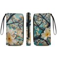 thumbnail image 2 of Womens Wallet Bifold Ladies Cluth Bag Wristlet Wrist Strap Long Purse Plumeria Flowers Design, 2 of 6
