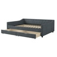 thumbnail image 3 of imerelez Full Size Daybed with Drawers Upholstered Tufted Sofa Bed, with Button on Back and Piping on Waved Shape Arms-Dark Grey, 3 of 7