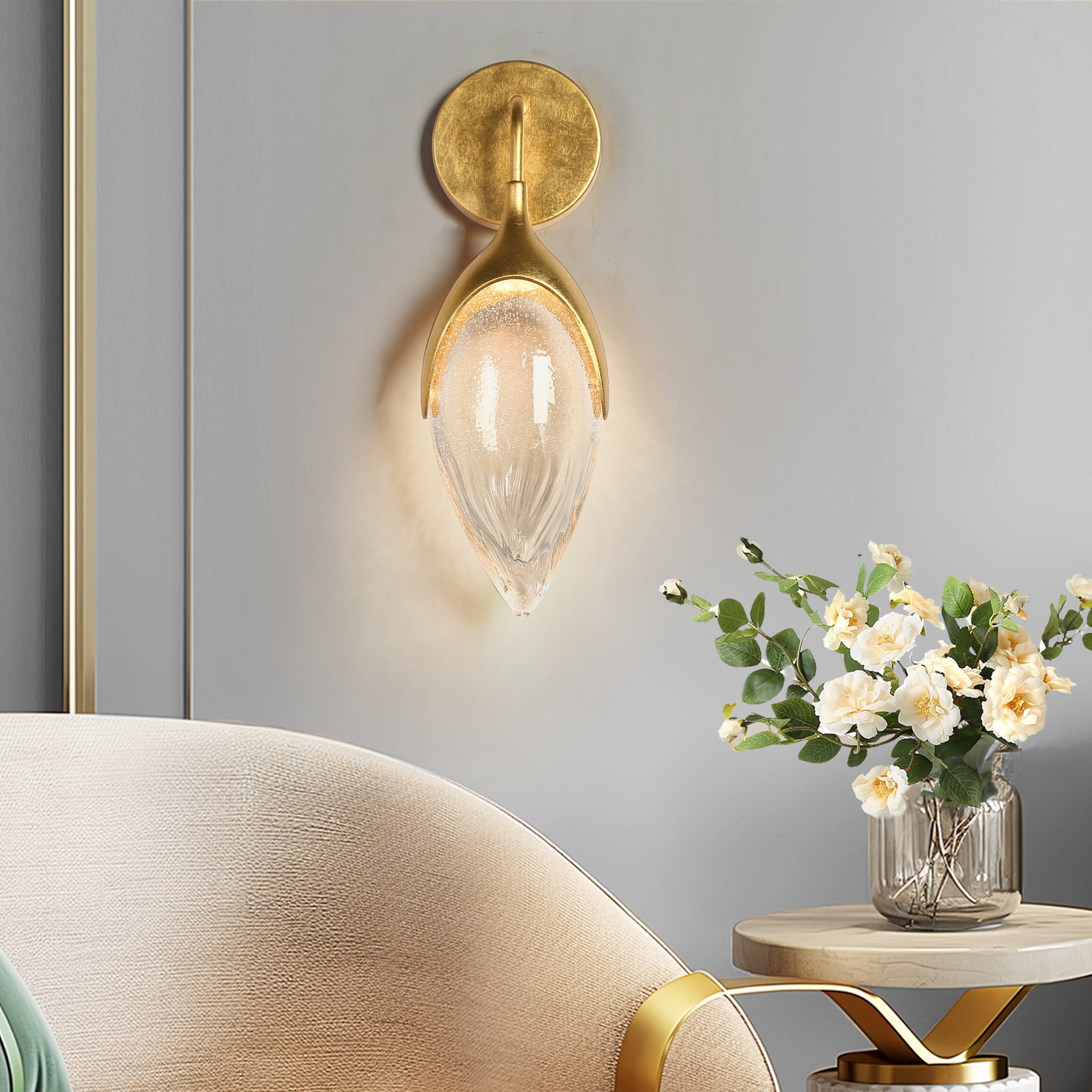 LNC Evacampbell 5-in W LED Wall Sconce Matte Gold for Living Rooms, Bathrooms and Bedrooms