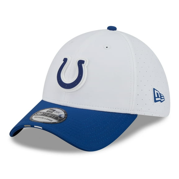 Men's New Era White/Royal Indianapolis Colts 2025 NFL Training Camp 39THIRTY Flex Hat