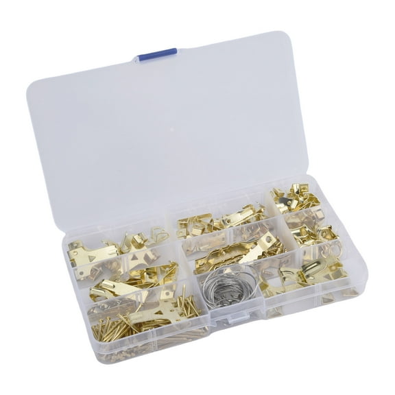 220Pcs Heavy Duty Picture Hanger Set Practical Brass Plated Steel Hook for Photos and Glasses on Drywalls and