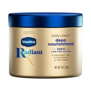 Vaseline Radiant X Deep Nourishment Pure Shea Butter Body Cream for Dry Skin, Coconut, 10 oz