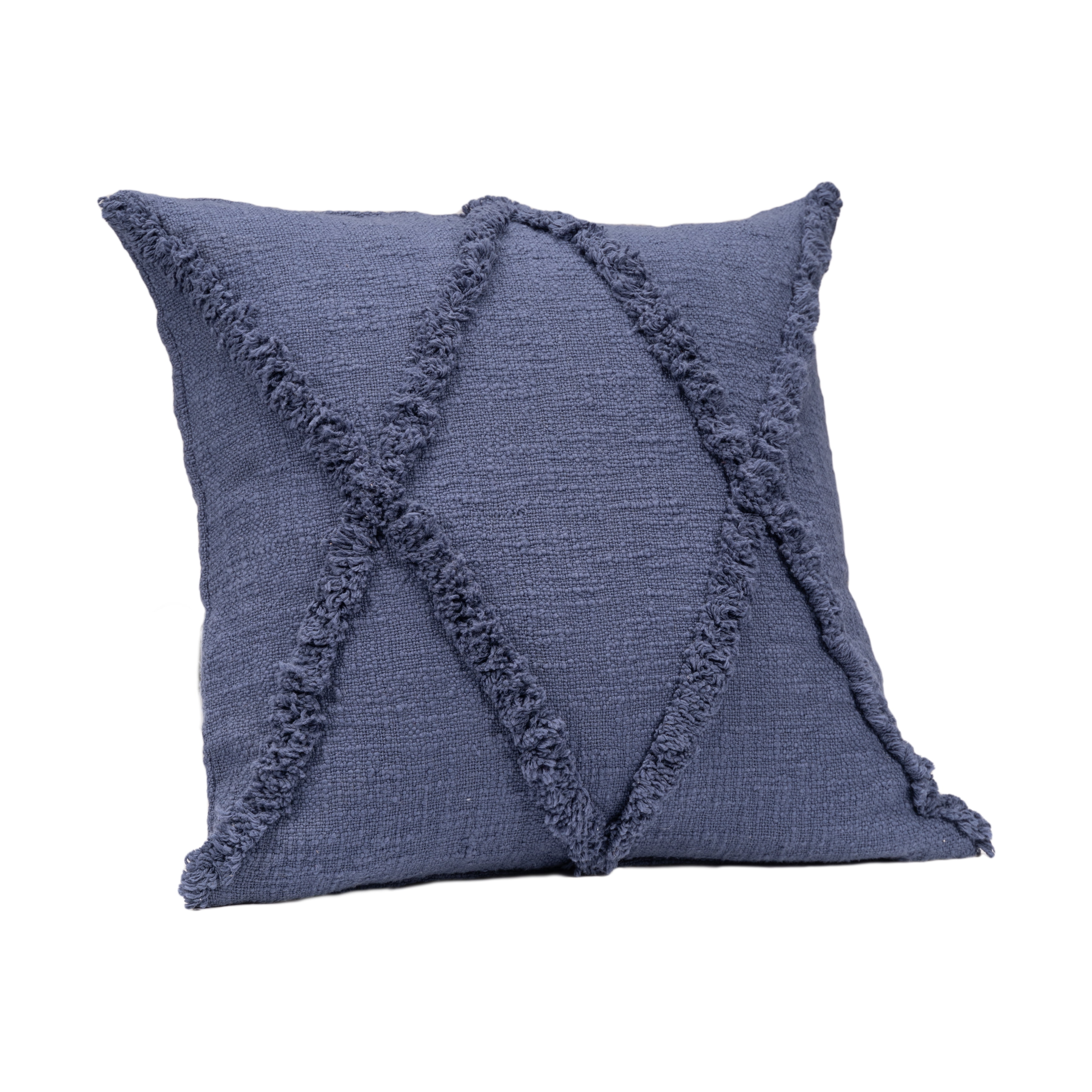 Ox Bay Sara Set of 4 Shag Diamond 18" x 18" Denim Cotton Adult Decorative Throw Pillow Covers