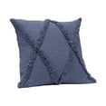 thumbnail image 4 of Ox Bay Sara 18" x 18" Denim Shag Diamond Cotton Adult Decorative Throw Pillow Cover, 4 of 9