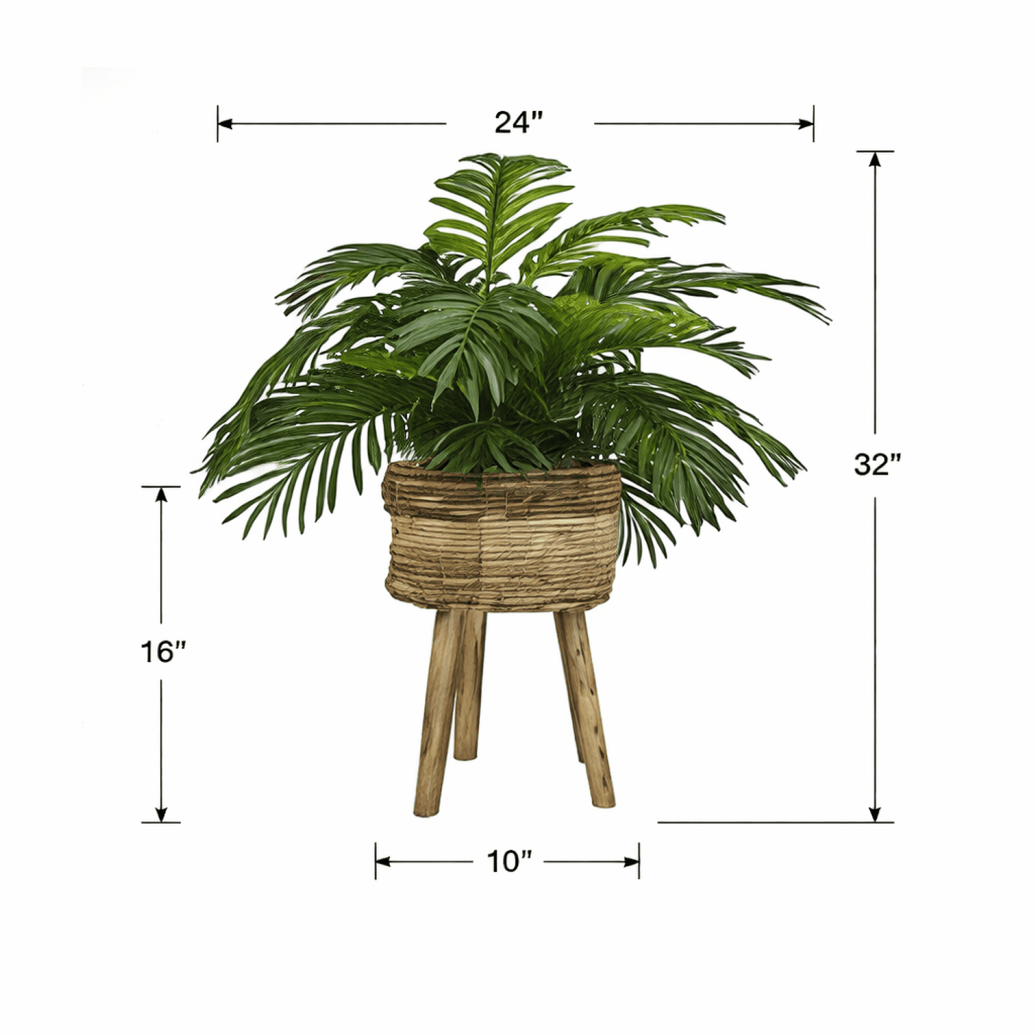 Artificial Plants, 32" Artificial Palm Plant in Multi-Color Tripod Basket Stand by LCG Florals, Faux Designer Fake Indoor Plant for Living Room, Office, and Home Decor