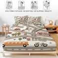 thumbnail image 5 of Twin Sze Fitted Sheet Set - Cars Buses 2 Piece Bedding Sets 16" Deep Pocket Fitted Sheet with 1 Pillowcase, Cartoon Grey City Street Map Traffic Educational Brushed Microfiber Hotel Luxury Bed Sheets, 5 of 9