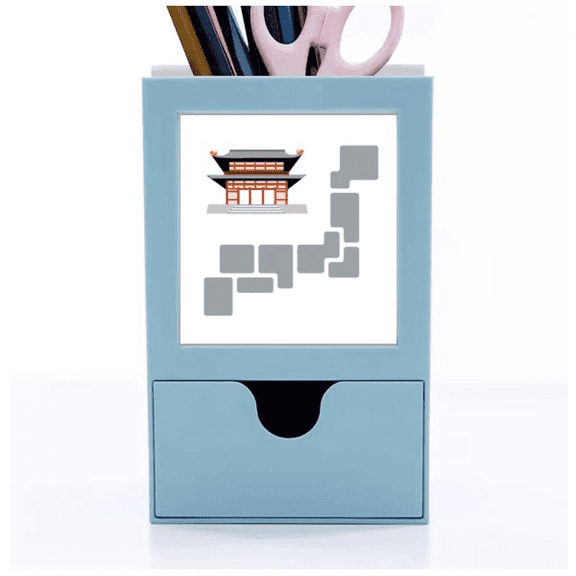Brick Tile Buildings Traditional Japanese Residence Desk Supplies Organizer Pen Holder Card