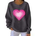 thumbnail image 2 of Fznquz Womens Plus Size Tops Gray Valentine Day Pullover Long Sleeve Shirts Winter Crewneck Casual Women Clothing,M, 2 of 4