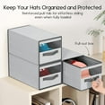 thumbnail image 4 of Hat Organizer for Baseball Caps - 2 Pack Pull-Out Drawer Hat Storage Organizer Box with Clear Window, Stackable Closet Cap Holder, Baseball Cap Organizer for Closet, Bedroom, Home, Ant Gray, 4 of 7