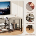 thumbnail image 5 of TV Stand for TVs up to 75 Inch, Corner Entertainment Center with Power Outlet and LED Lights Open Storage Shelves, Media Console for Living Room, Bedroom, Grey, 5 of 8