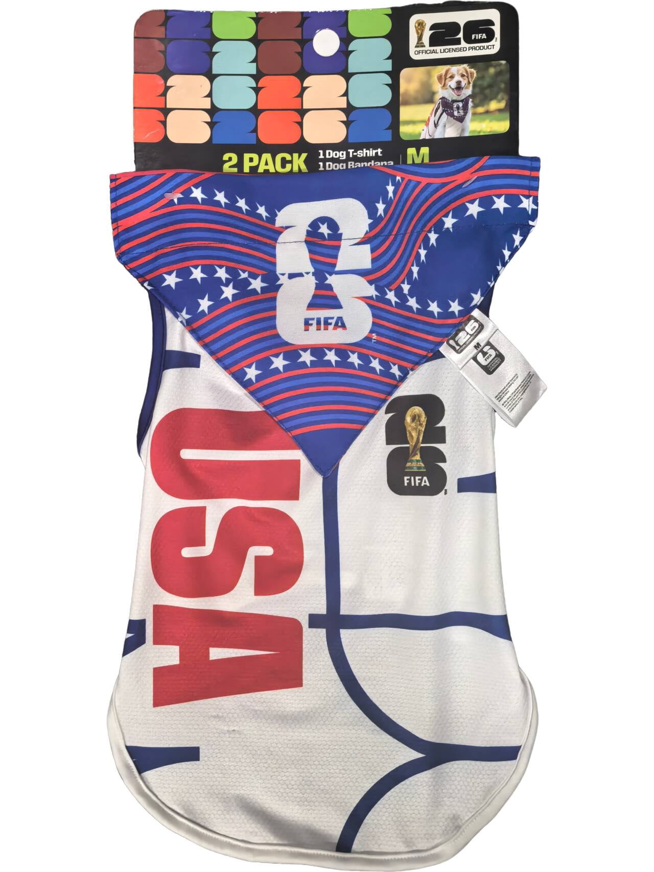 FIFA World Cup 2026 Team USA Pet Soccer Jersey and Bandana for Cats & Dogs, Medium