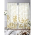 thumbnail image 3 of Summer Tropical Plants Sheer Curtains 84 Inch Long 2 Panels, Palm Trees Yellow Plants Texture Light Filtering Rod Pocket Semi Sheer Curtains, Sheer Voile Drapes for Living Room Bedroom, 52"x84", 3 of 5