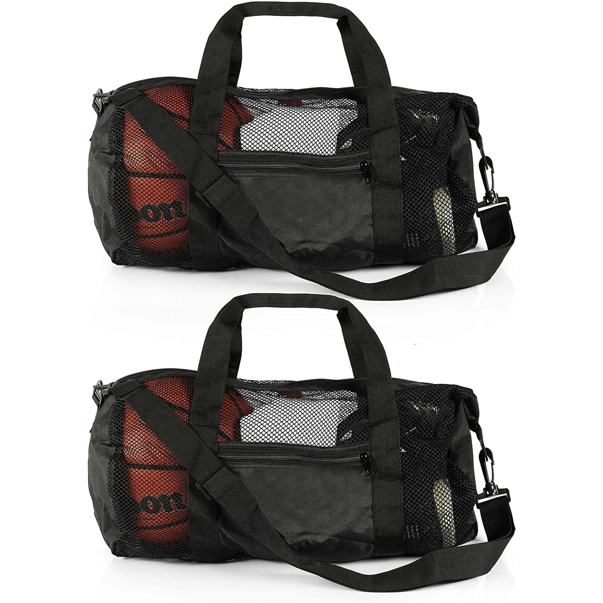 2 Pack Black Mesh Waterproof Duffle Bags with Adjustable Shoulder Strap,  Additional Side Pocket