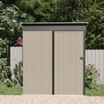 thumbnail image 1 of 5x3 Ft Storage Shed, Steel Outdoor Tool Sheds with Hinge Door and Vents, Metal Vertical Sheds, Strong Shed for Garden, Patio, Brown(Brown-5' x 3'), 1 of 8