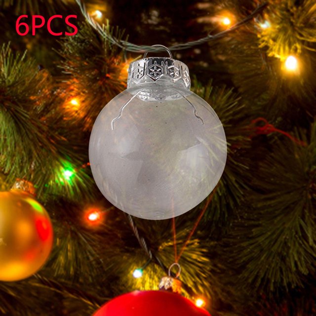 Bolas de Navidad transparentes, bolas de adorno rellenables, bolas transparentes DIY para decoración, suministros para fiestas, proyectos artesanales, 8 cm 6 piezas Macarena Bolas rellenables transparentes