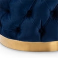 thumbnail image 2 of Bowery Hill Modern Tufted Velvet Ottoman in Navy Blue and Gold, 2 of 5