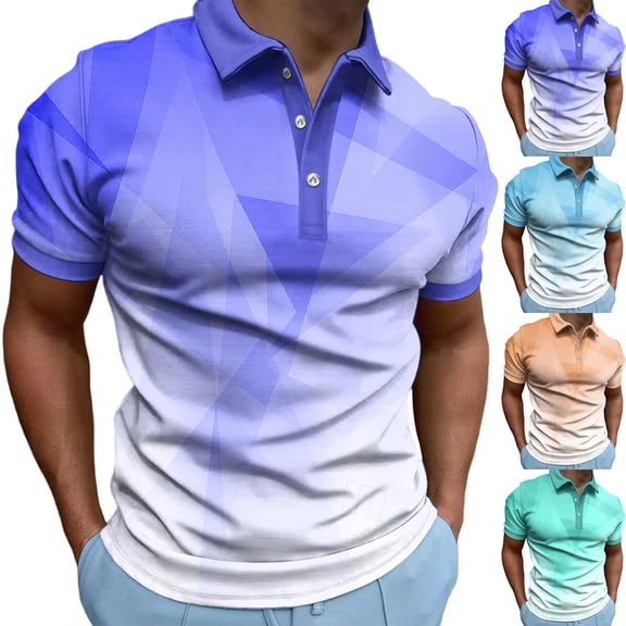 Vetsdori Short Sleeve Shirts for Men Polo Pullover Summer Button up Casual Mesh Quick Dry Print Gift for Men Mens T-Shirts Ropa Para Hombre