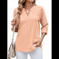 thumbnail image 2 of Blusa Informal con Cuello en V para Mujer, con Ojales, Bordada y Hueca, Ideal para Playa y Vestir. Color Naranja S, 2 of 10