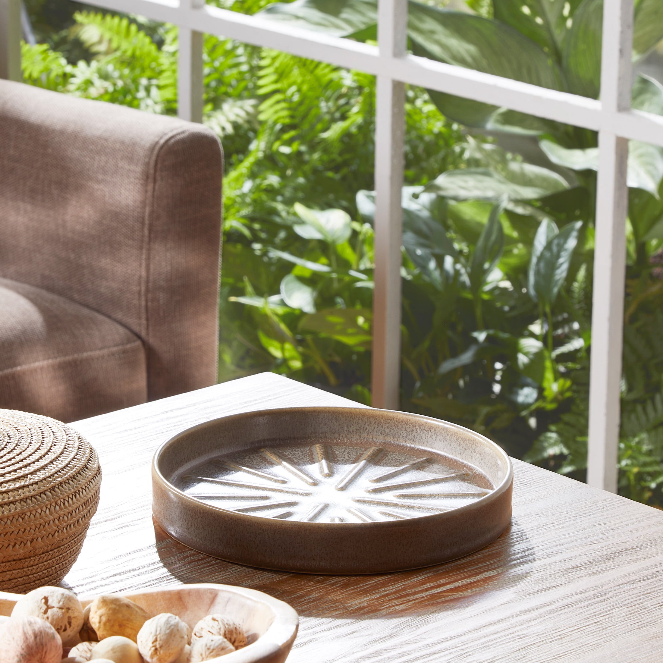Better Homes & Gardens 8 inch Gray Ceramic Planter Saucer