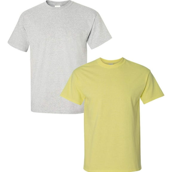 Gildan Mens Ultra Cotton T-Shirt, L, Cornsilk (Pack of 2) (1 Ash / 1 Cornsilk)