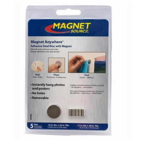 

Master Magnetics 274157 Steel Disc with Anywhere Magnet Adeshive - Pack of 5