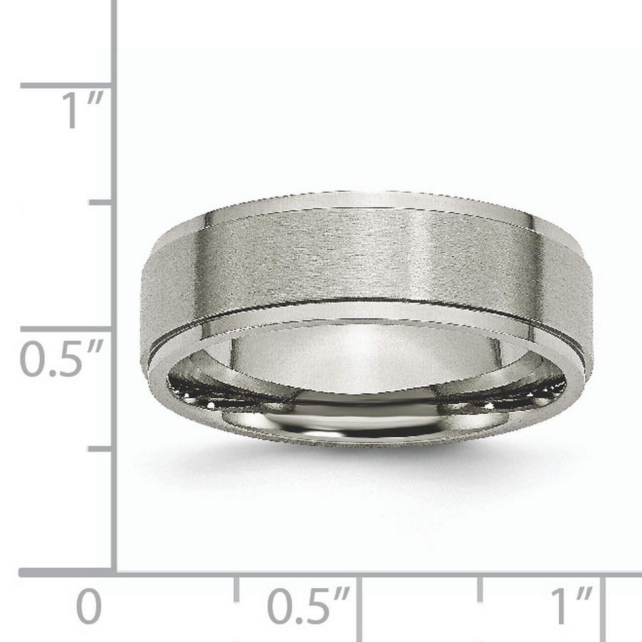 Titanium Ridged Edge 7mm Brushed and Polished Band