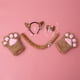 thumbnail image 3 of FELTECHELECTR Conjunto de 5 piezas de disfraz de gato creativo para cosplay, con orejas de gatito, collar y patas, guantes para fiesta (bronceado claro)., 3 of 7
