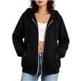 thumbnail image 2 of CBASIHI Womens Oversized Zip Up Hoodie Sweatshirts- Casual Athletic Fall Long Sleeve Lightweight Hooded Jacket with Pockets Black Size S-2XL, 2 of 7