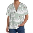 thumbnail image 3 of Honeii 's White Birds for men's short-sleeved button-up collared shirt featuring a pocket, perfect for beach vacations, and travel adventures., 3 of 5