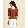 thumbnail image 5 of MoomayaWomens PrintedV-Neck Viscose Top,Puff Sleeves, Lightweight, Chic Summer Blouse Top, 5 of 8