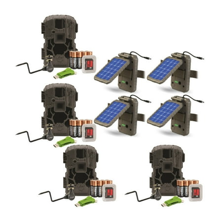 Stealth Cam PXV26 26-Megapixel Camera (4-Pack) with Stealth Cam Lithium Solar Power Panel (4-Pack)