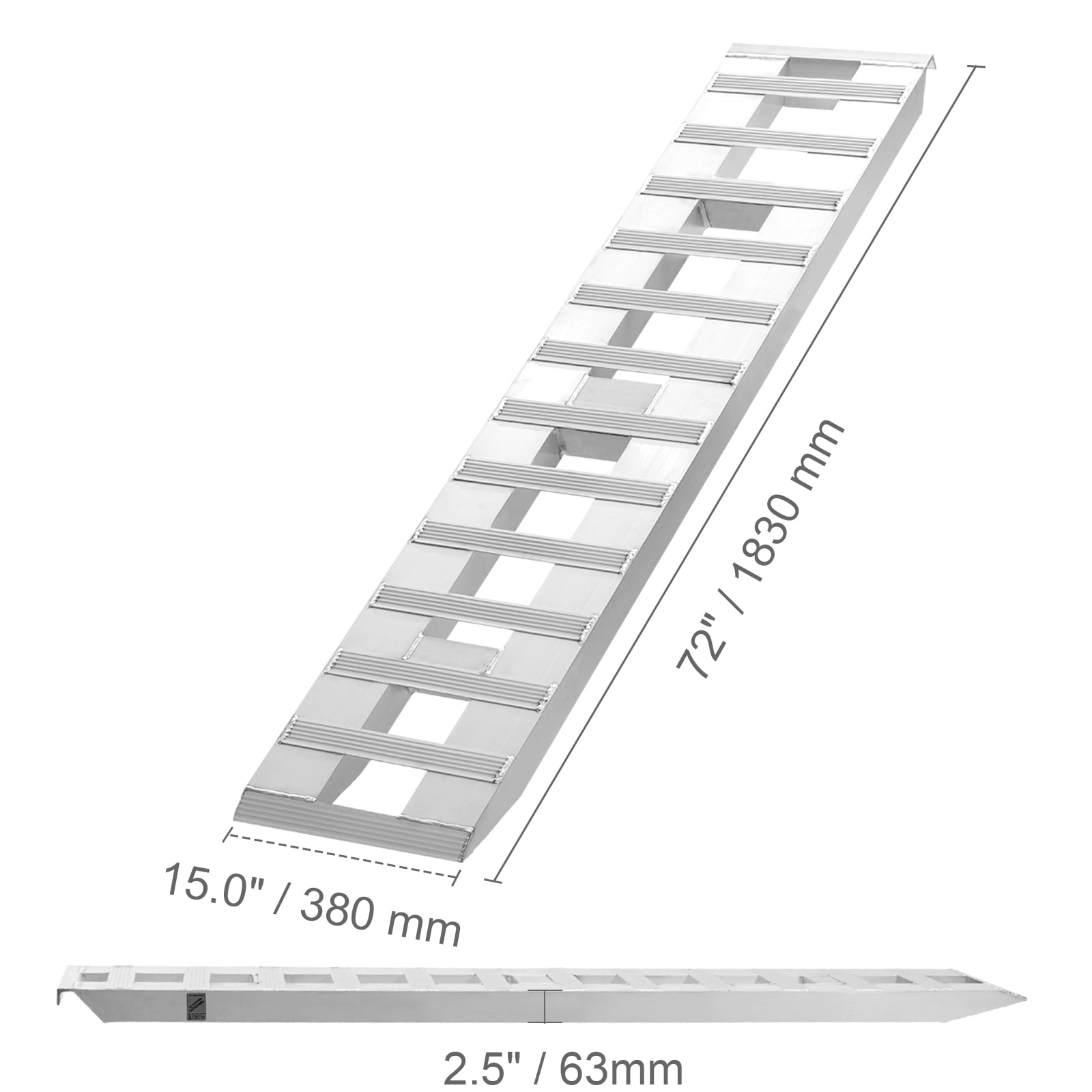 KFFKFF 72" x 15" Aluminum Ramps, 6000 LBS Load Support, Suitable for Motorcycles, Dirt Bikes, Trailers, ATVs, UTVs, Garden Tractors, Lawn Mowers, Set of 2