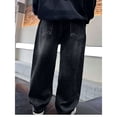thumbnail image 5 of UACY Boys Baggy Jeans Kids Straight Wide Leg Cargo Pants Denim Y2K Teen Casual Loose Elastic Waist Summer Trousers (Black, 15-16 Years), 5 of 7