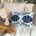 thumbnail image 6 of Decorative Oblong / Lumbar Throw Pillow Covers Accent Pillows Couch Sofa Pillow Case 12x16 inch (30x40 cm) White Silk Dupioni Bead Embroidery - Fish Tales, 6 of 8