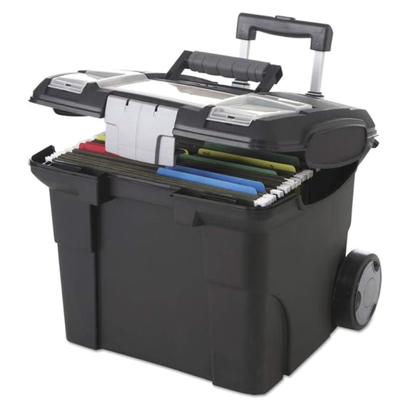 Portable File Box on Wheels, 15 x 16 x 14.25 Inches, Black (61507U01C) (Pack of 1)