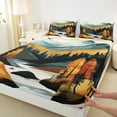 thumbnail image 3 of Manfei Rustic Lake House Twin Sheet Sets, Nature Theme Twin Fitted Sheet, Natural Scenary Mountain Tree Flat Sheet, Breathable Home Decor 3-Piece, 3 of 7