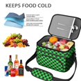 thumbnail image 5 of Green and Black Checkered Pattern Insulated Lunch Box for Women Men, Medium Leakproof Cooler Bag with Adjustable Strap, 10"x6.7"x8", 5 of 6
