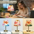 thumbnail image 3 of Modern Minimalist Cone Desk Lamp Antique Bronze Base & Linen Shade Bedside Table Lamp for Bedroom Living Room, Office, Dorm Orange and Pink Flower Pattern Small, 3 of 8