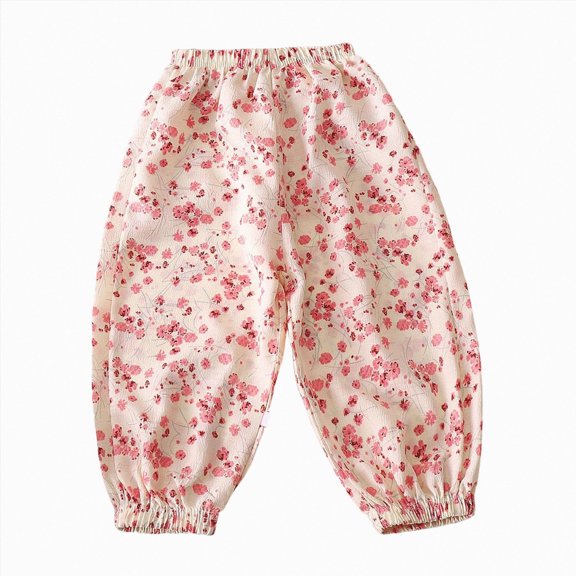 Leey-World Toddler Boys Girls Wide Leg Cotton Linen Pants Kids Summer Barrel Harem Pants Elastic Waist Long Bloomers(Blue,2-3 Years)