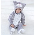 thumbnail image 2 of Disfraz de dinosaurio para niños pequeños Disfraz de animal mono con capucha para niños Halloween - Gato gris 3-6 meses Kuyhfg Sin marca, 2 of 5