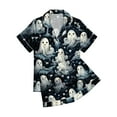 thumbnail image 5 of ChenYiFH Under $12 Halloween Pajamas Women 2025 Silk Satin Button Up Shirt And Shorts Pjs Sets 2 Piece Matching Sets Casual Sleepwear Blue XL, 5 of 5