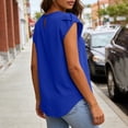 thumbnail image 6 of Olyvenn Women's Summer Lightweight Chiffon Casual Top, Round Neck Solid Short Sleeve Loose Daily Office Blouse Blue S, 6 of 8