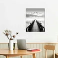 thumbnail image 2 of Nawypu Lake Wall Art for Aisle Corridor, Black and White Pier with Birds Flying Canvas Prints Decor, Vertical Calm Wharf Mountain landscape ( Waterproof, Bracket Mounted Ready to Hang), 2 of 4